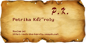 Petrika Károly névjegykártya